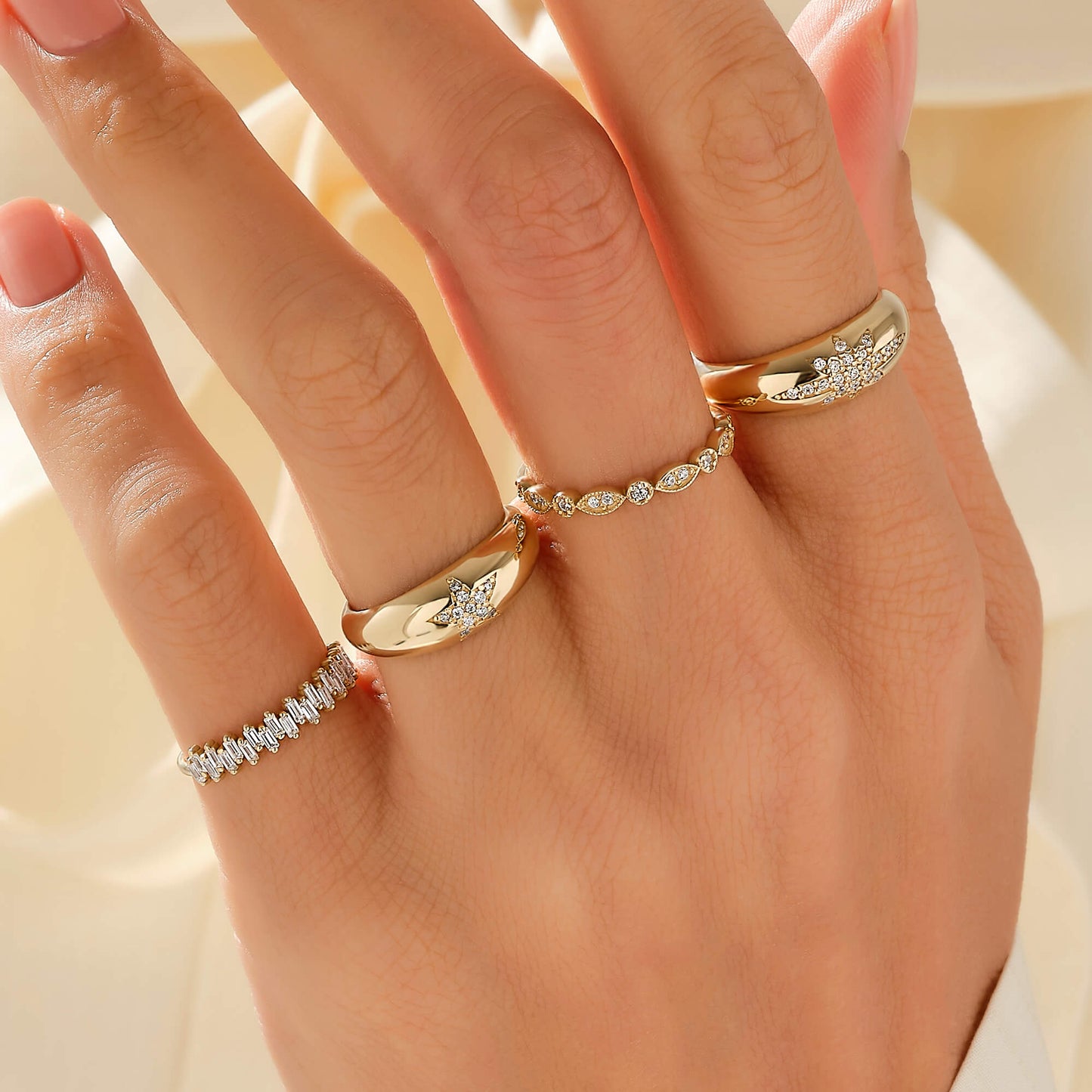 Baguette Half Eternity Ring in Gold