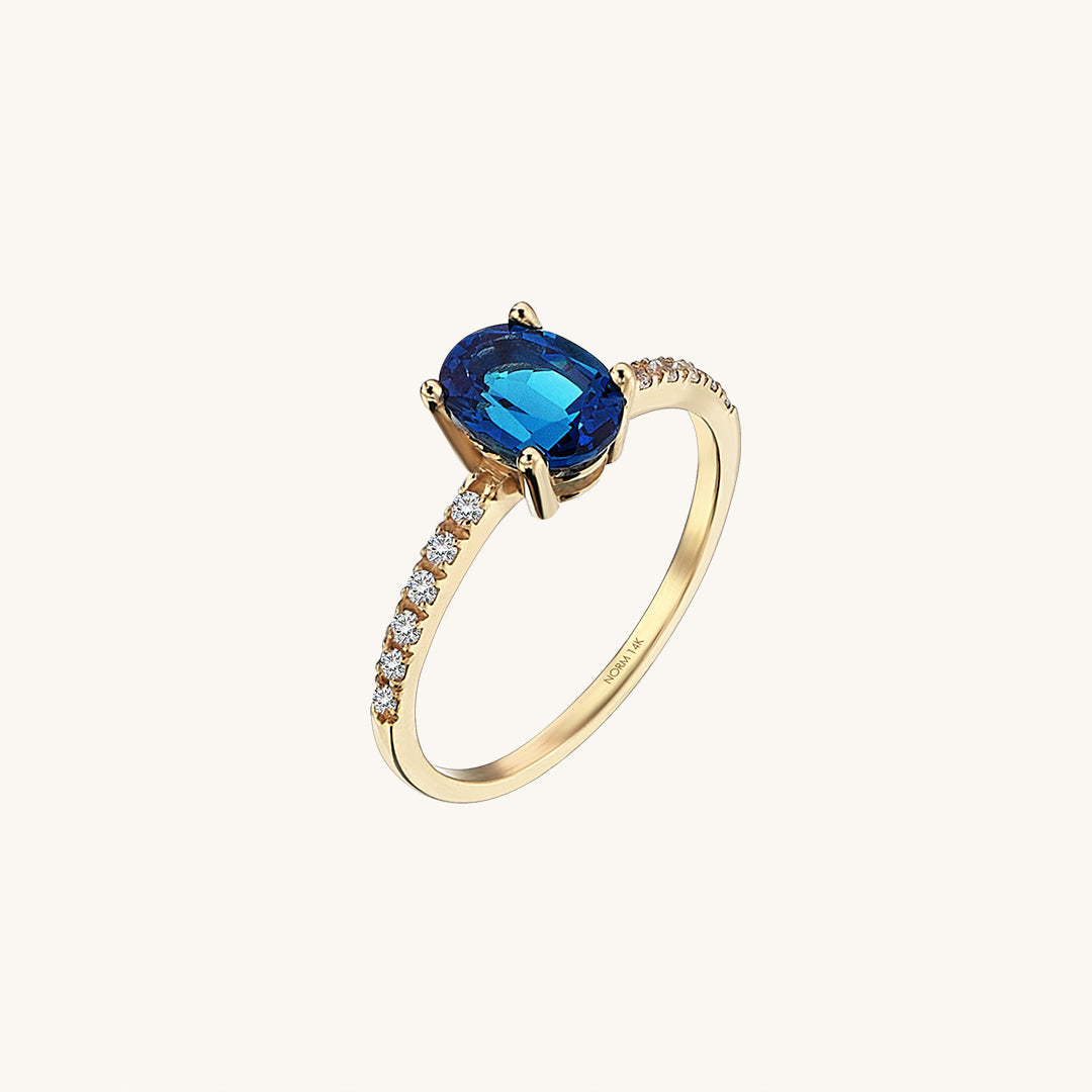 Sapphire Oval Solitaire Ring in Gold