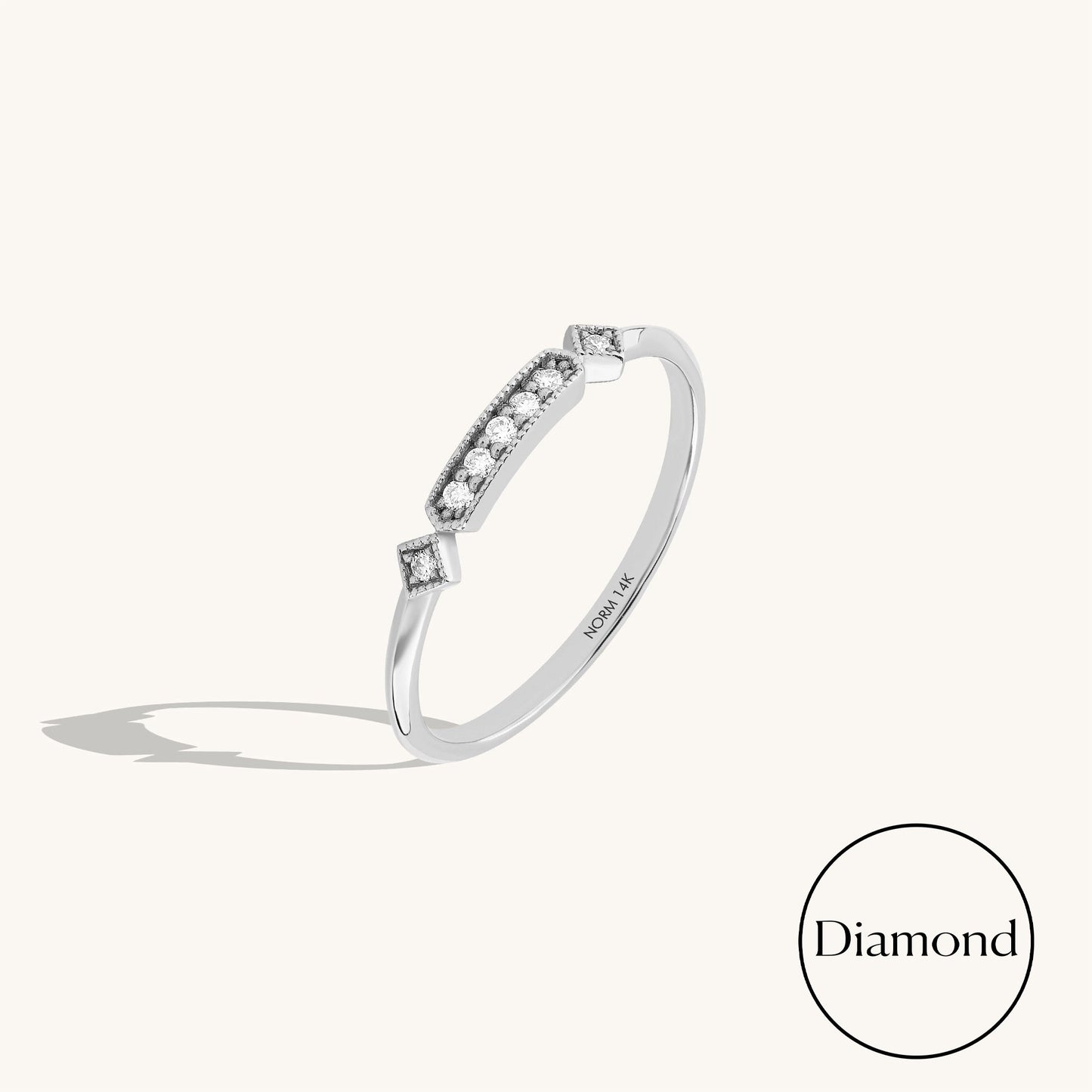 Art Deco Diamond Princess Band in Gold