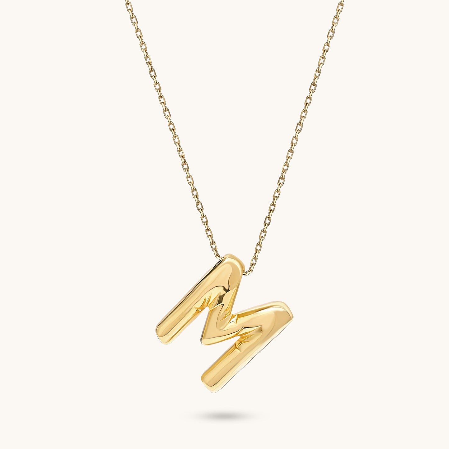 Bubble Letter Necklace in Gold