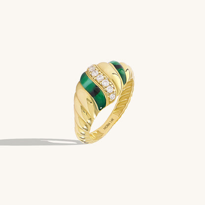 Green Enamel Iconic Croissant Ring in Gold