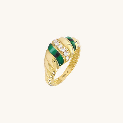 Green Enamel Iconic Croissant Ring in Gold