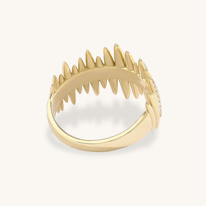 Green Enamel Pave Line Statement Ring in Gold