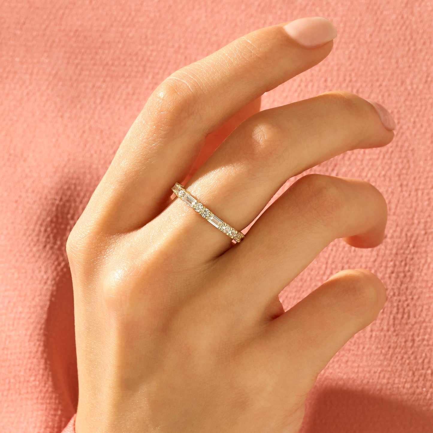 Alternating Baguette Ring in Gold