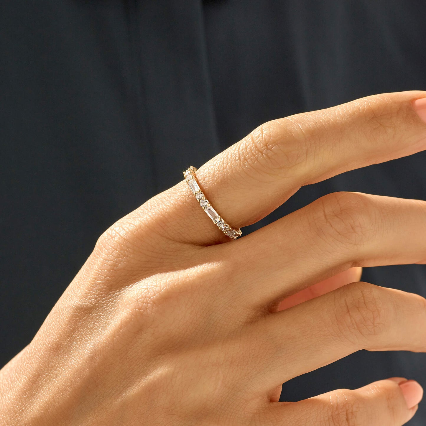 Alternating Baguette Ring in Gold