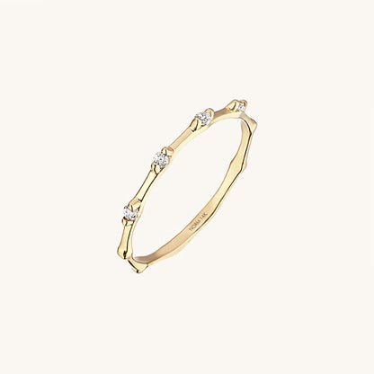 Diamond Bamboo Ring in Gold