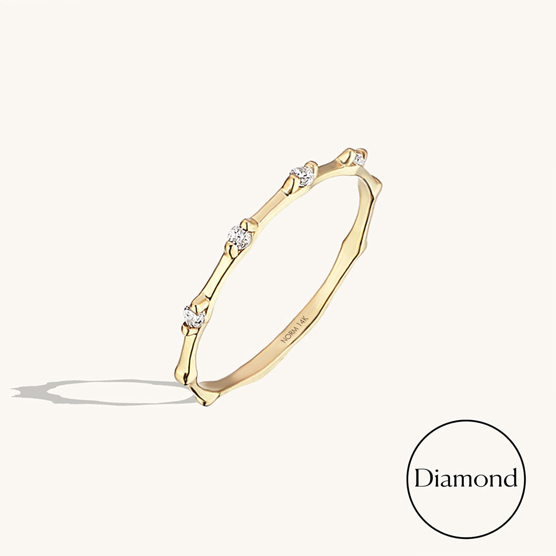 Diamond Bamboo Ring in Gold