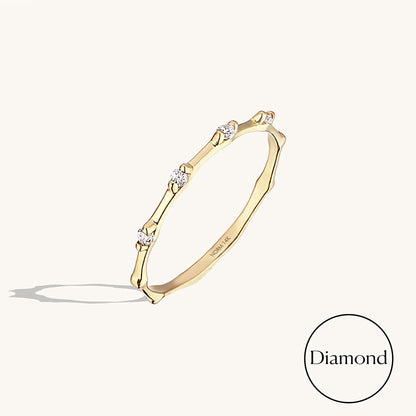 Diamond Bamboo Ring in Gold