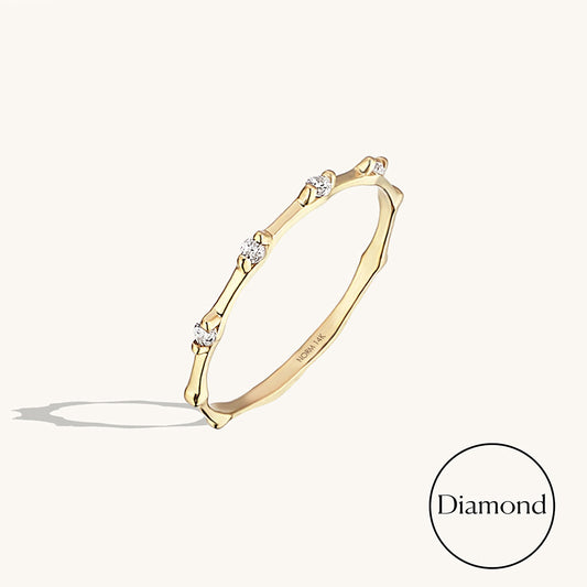 Diamond Bamboo Ring in Gold