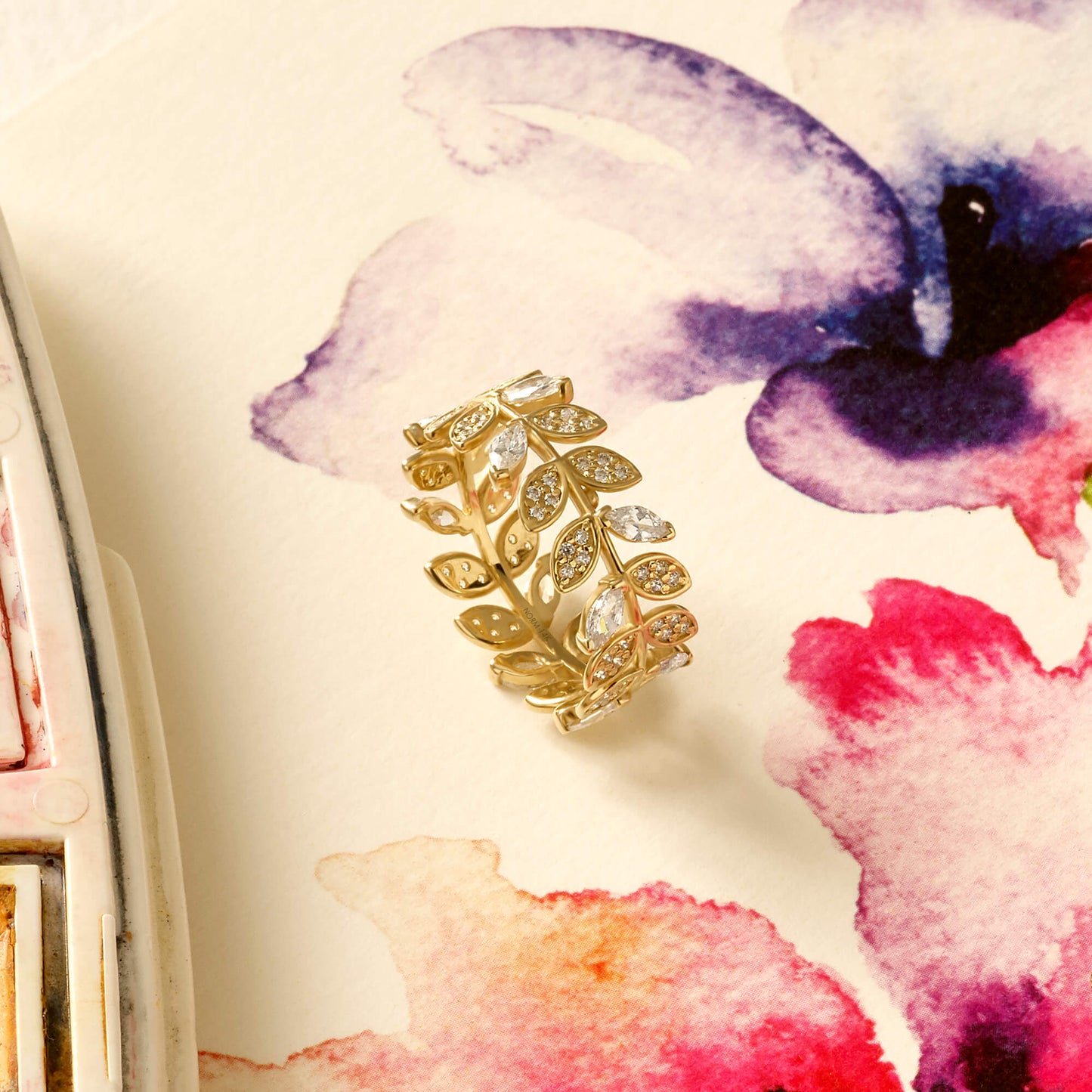 Band Leaf Ring in Gold