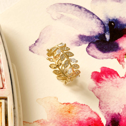 Band Leaf Ring in Gold
