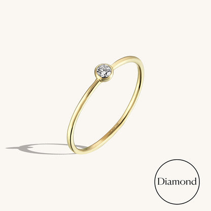Basic Solo Diamond Ring in Gold