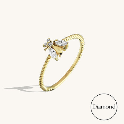 Diamond Bee Ring in Gold