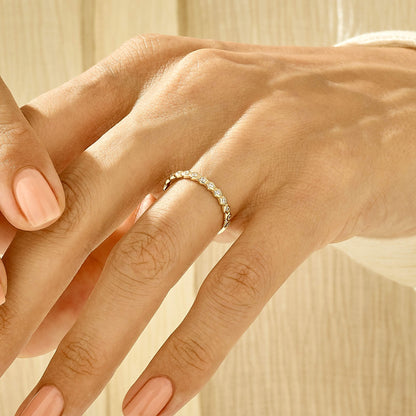 Bezel Pave Band Ring in Gold