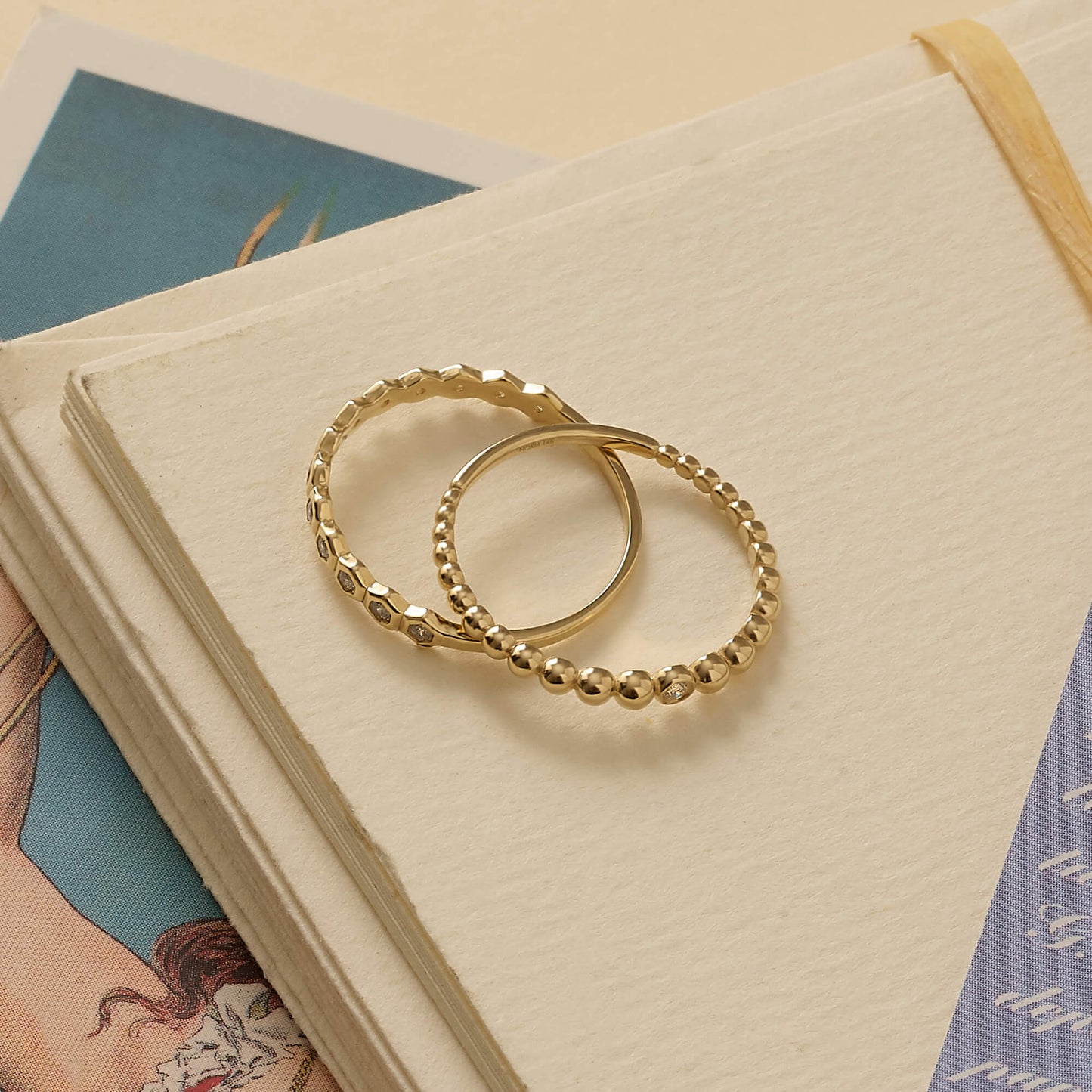 Bezel Pave Band Ring in Gold