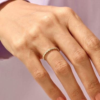 Bezel Pave Band Ring in Gold