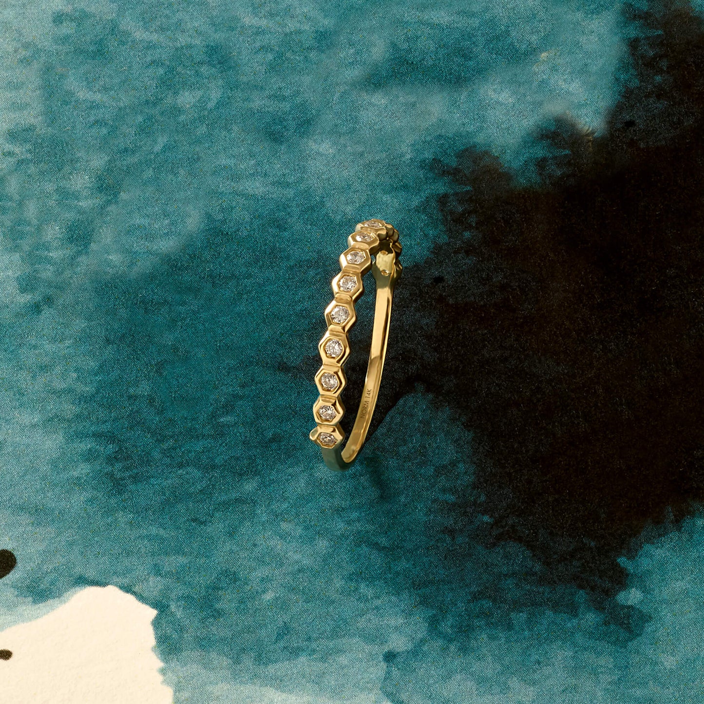 Bezel Pave Band Ring in Gold