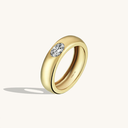 Bezel Setting Dome Ring in Gold