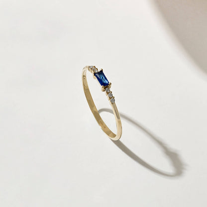 Blue Baguette Ring in Gold