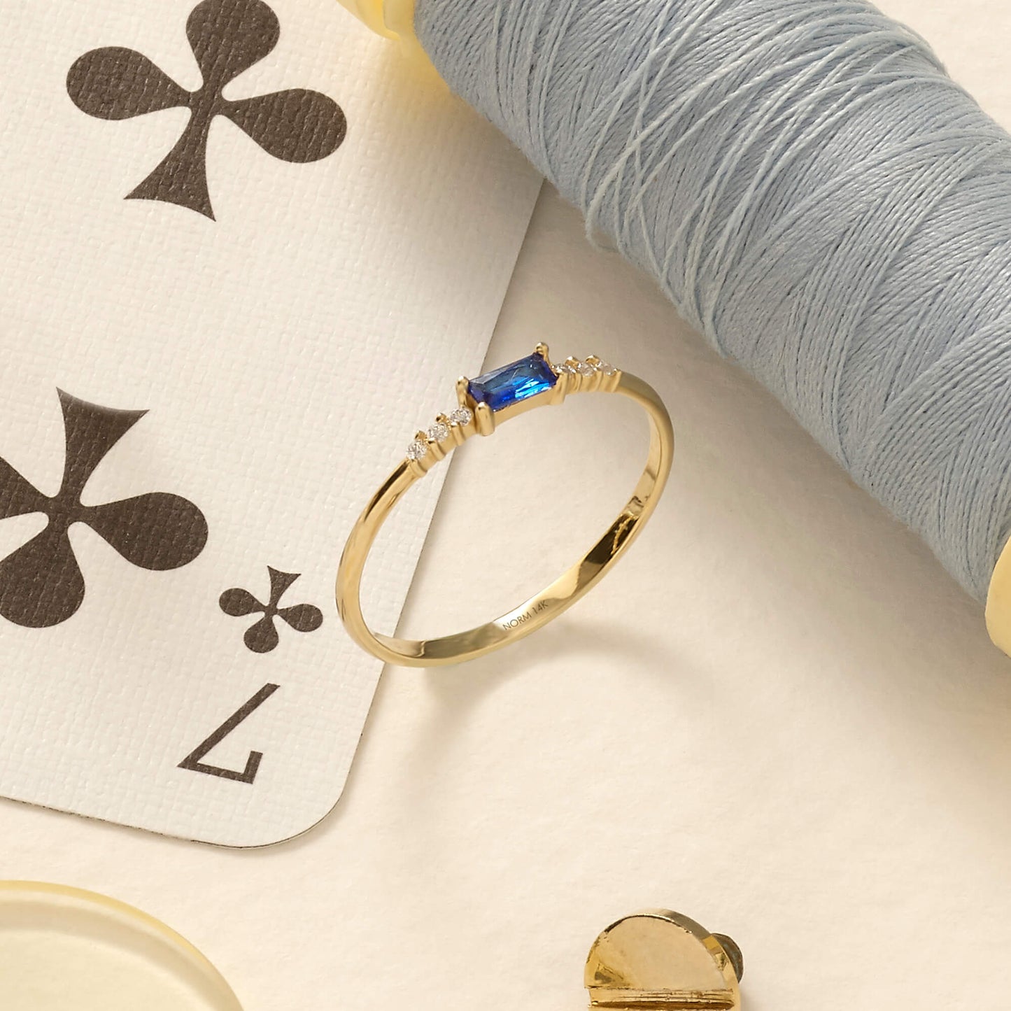 Blue Baguette Ring in Gold