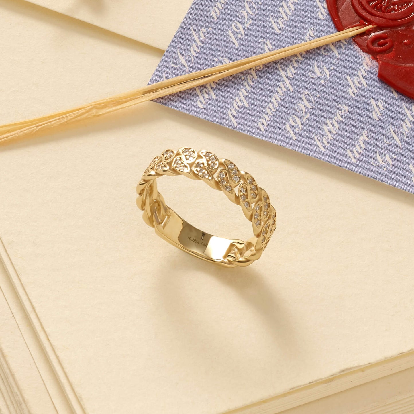 Bold Cuban Links Ring in Gold