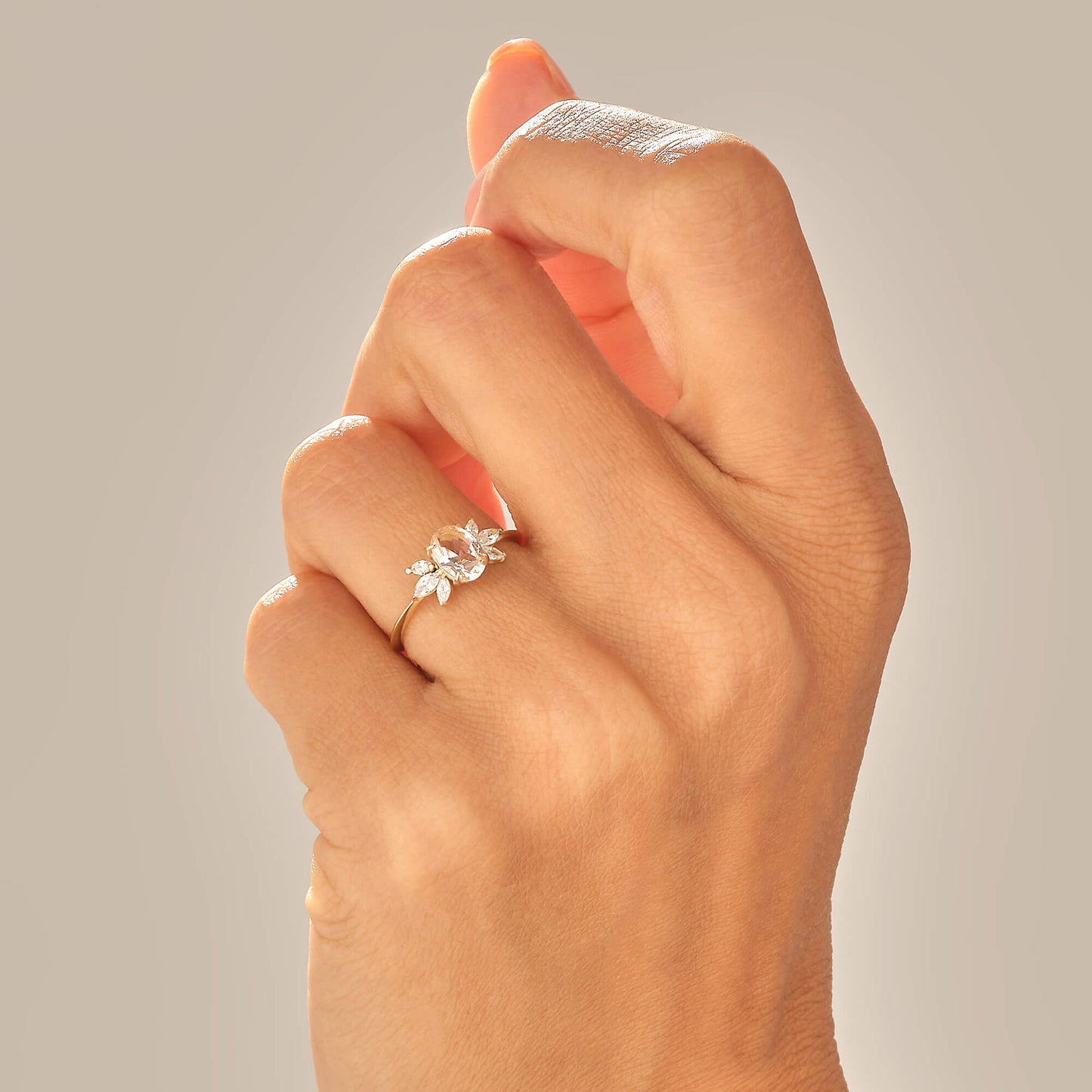 Champagne Sapphire Flower Ring in Gold