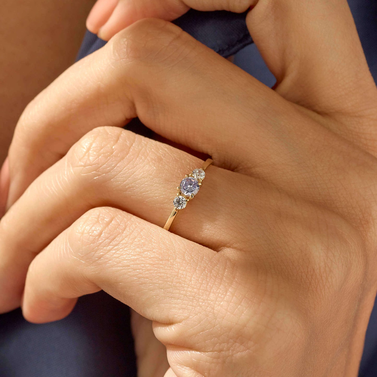 Minimalist Lavender Sapphire Band Ring in Gold