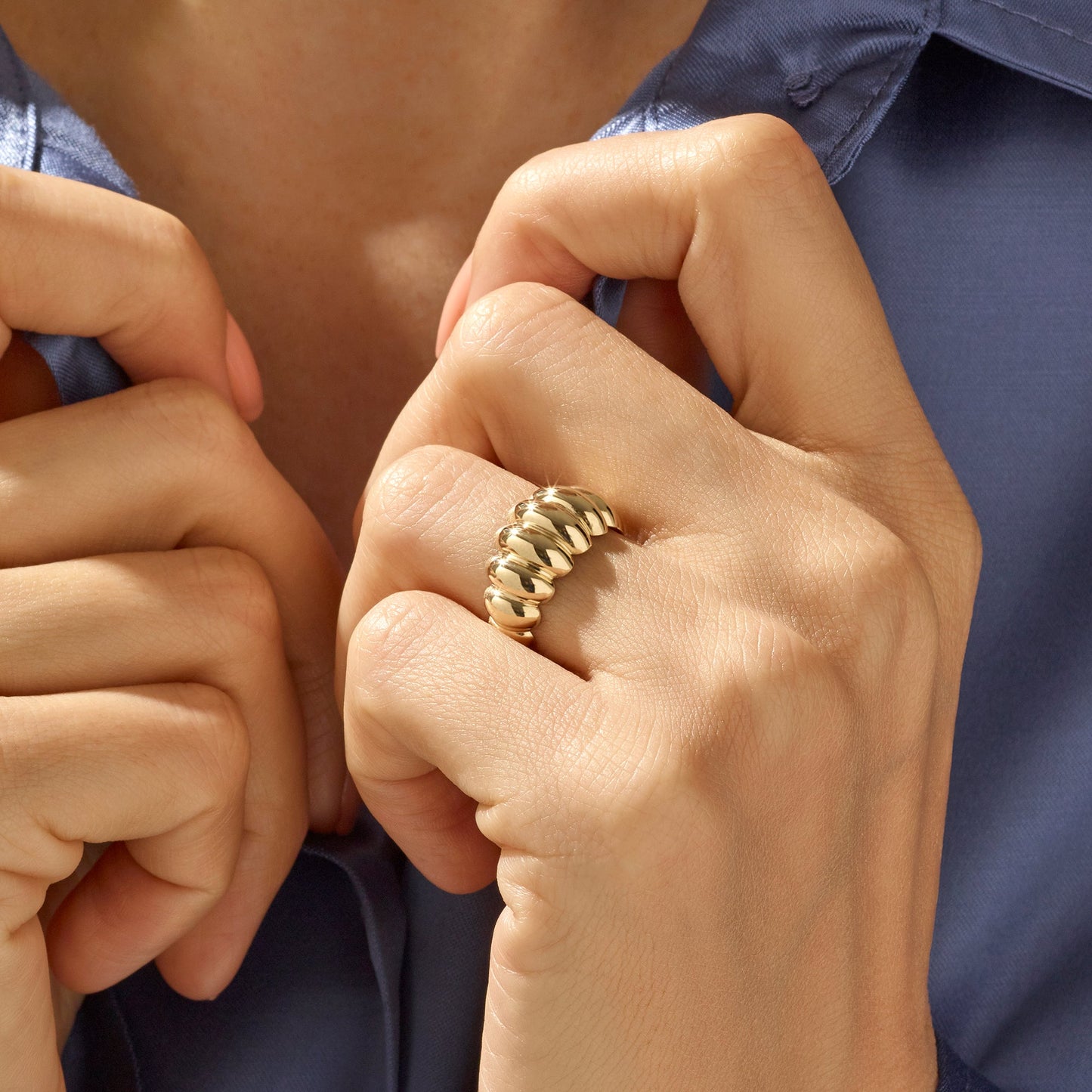 Dome Croissant Ring in Gold