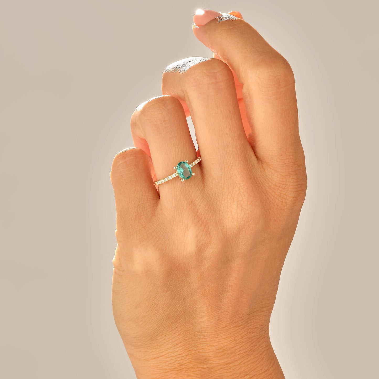 Emerald Oval Solitaire Ring in Gold