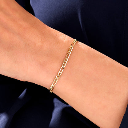 Figaro Chain Bracelet in Gold
