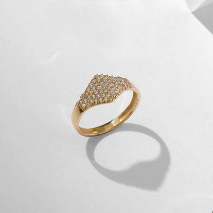 Flat Pave Signet Ring in Gold