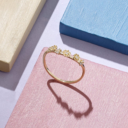 Flower Curved Ring in Gold