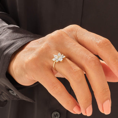 Flower Gemstone Ring in Gold
