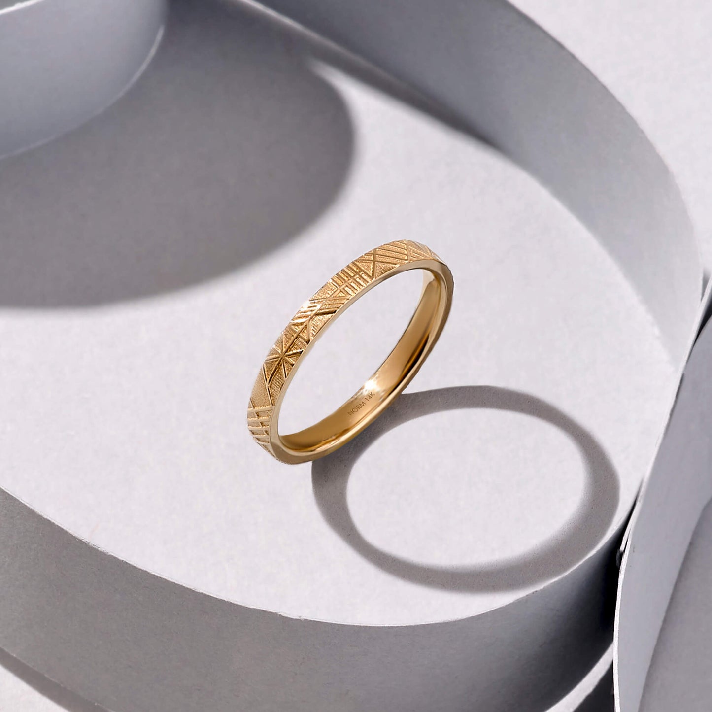 Geometric Band Ring in Gold