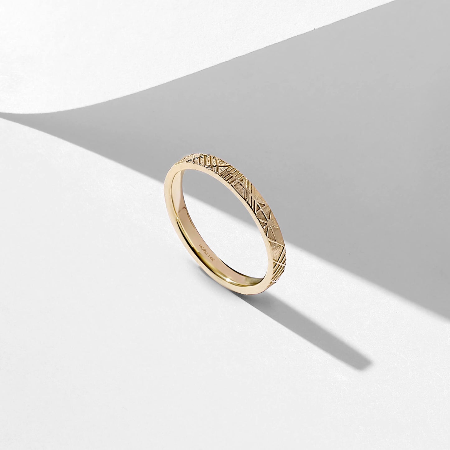 Geometric Band Ring in Gold