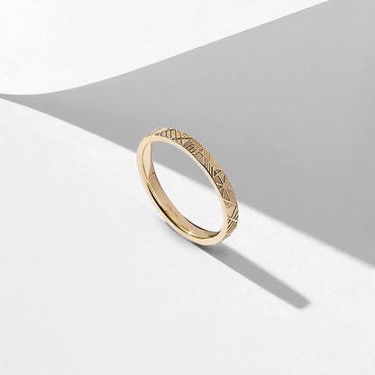 Geometric Band Ring in Gold