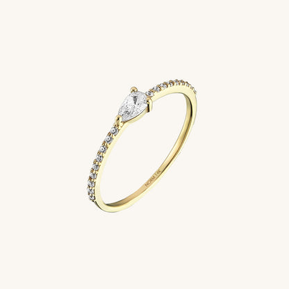 Half Eternity Pear Ring in Gold