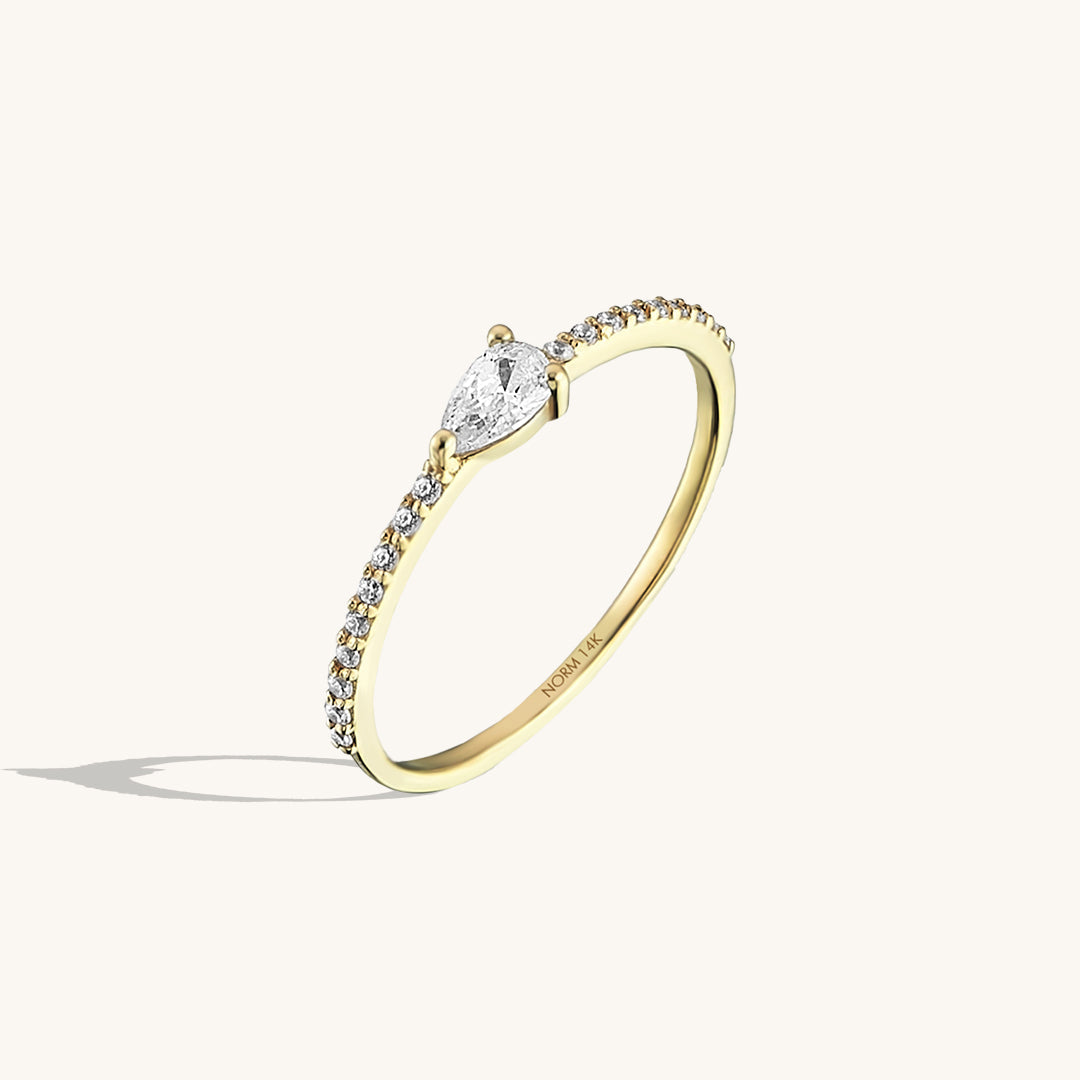Half Eternity Pear Ring in Gold
