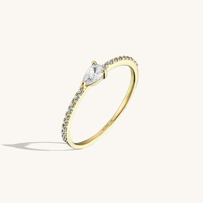 Half Eternity Pear Ring in Gold