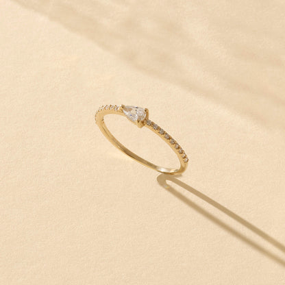 Half Eternity Pear Ring in Gold
