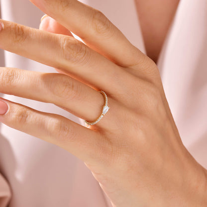 Half Eternity Pear Ring in Gold