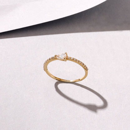 Half Eternity Pear Ring in Gold