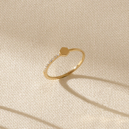 Half Eternity Signet Ring in Gold