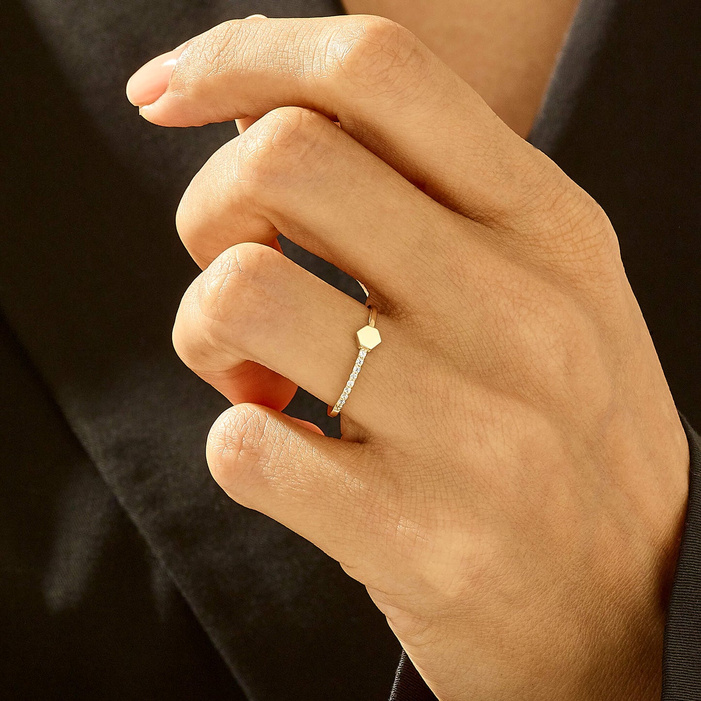 Half Eternity Solitaire Ring in Gold