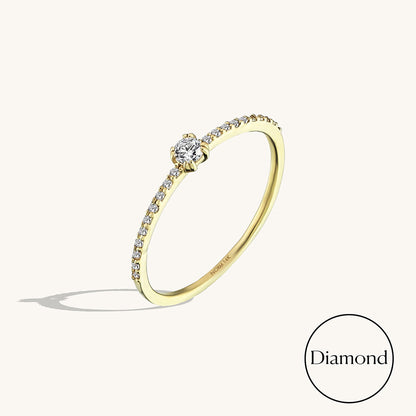 Diamond Half Eternity Solitaire Ring in Gold
