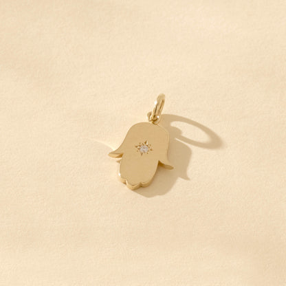 Hamsa Hand Necklace in Gold