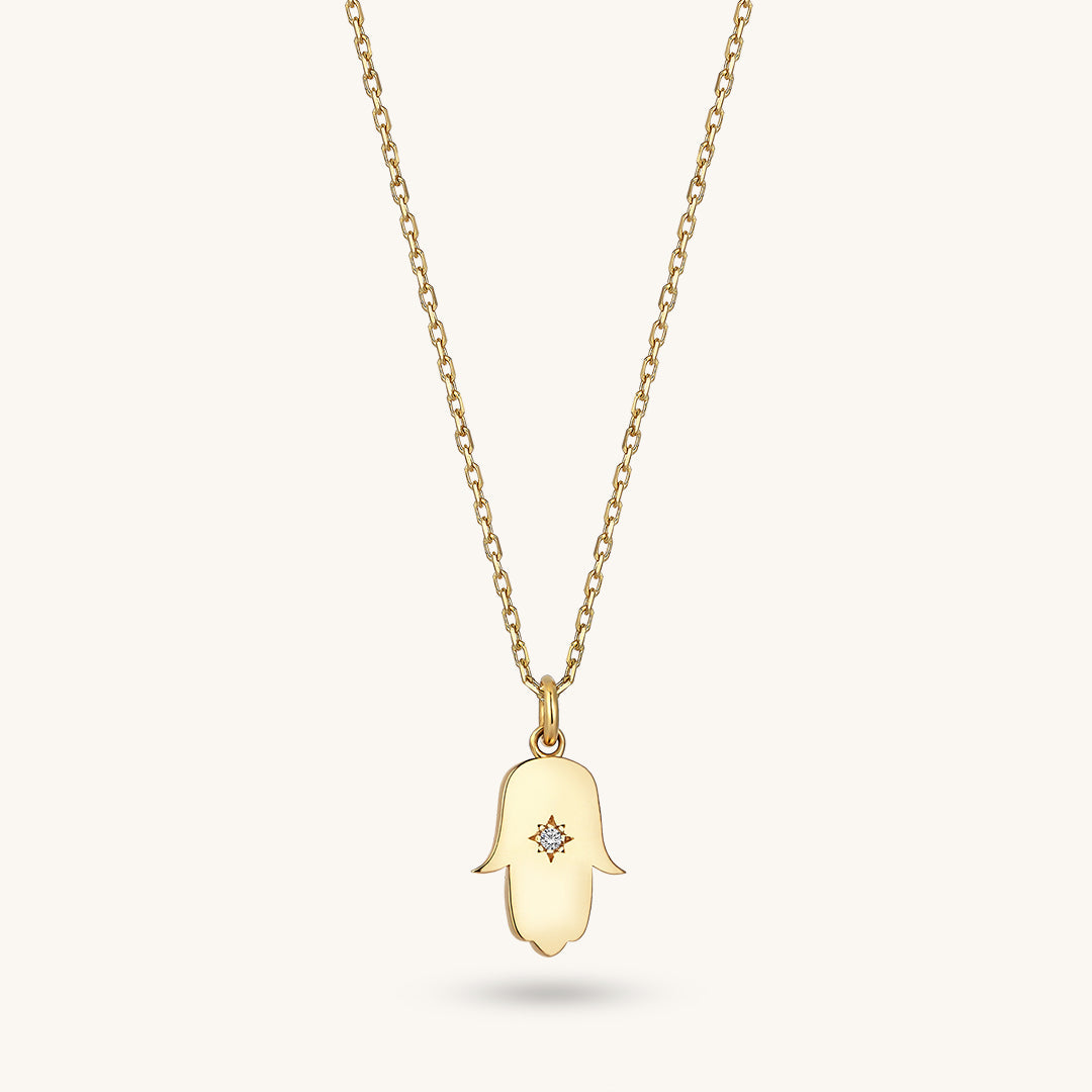 Hamsa Hand Necklace in Gold