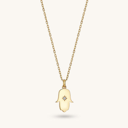 Hamsa Hand Necklace in Gold
