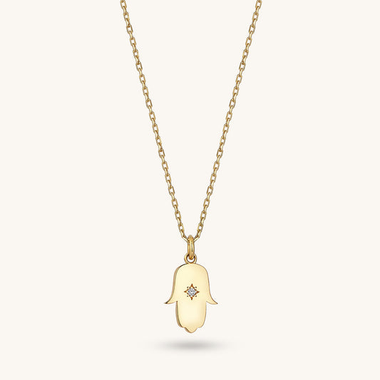 Hamsa Hand Necklace in Gold