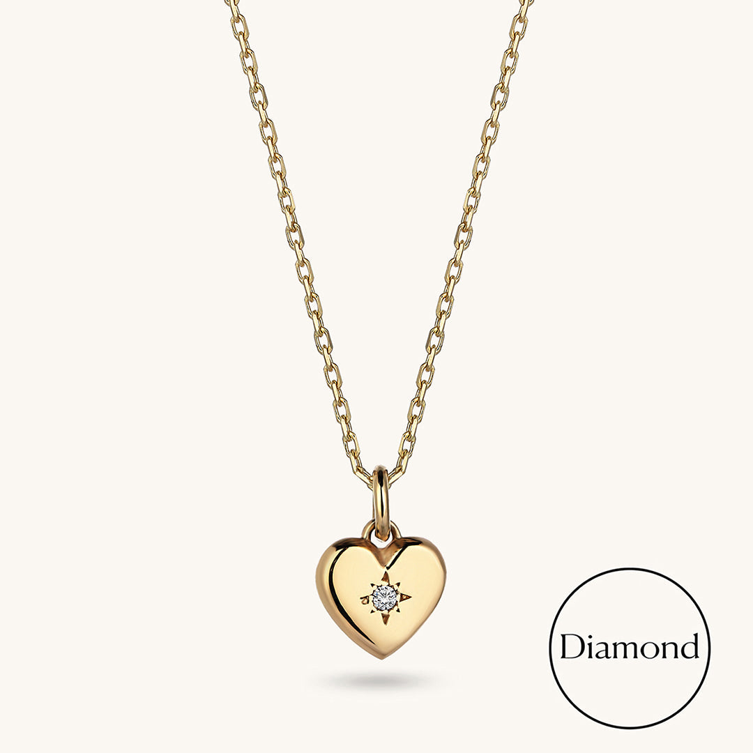 Diamond Heart Love Necklace in Gold